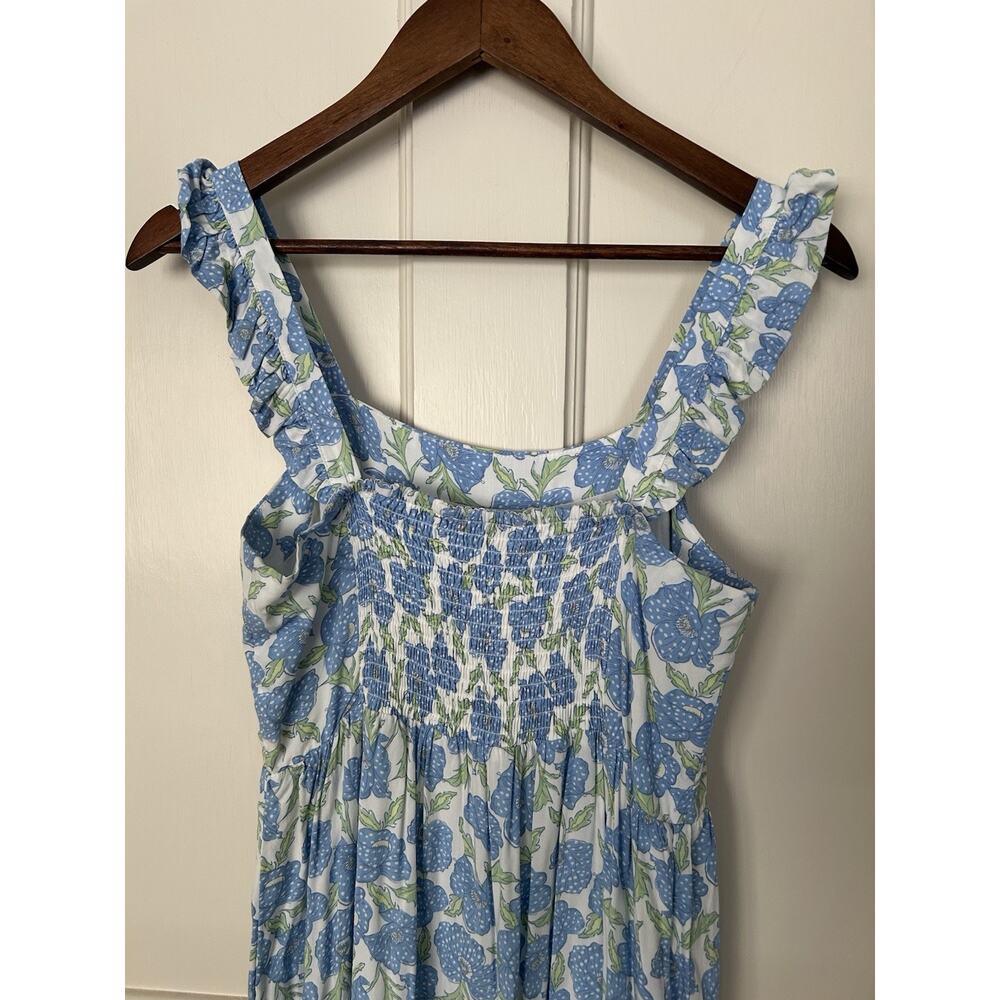 Haute Hippie Floral Tiered Maxi Dress Womens Size Small Blue White Boho Festival - Picture 4 of 10